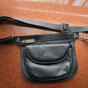 Black Leather Belt or Crossbody Bag